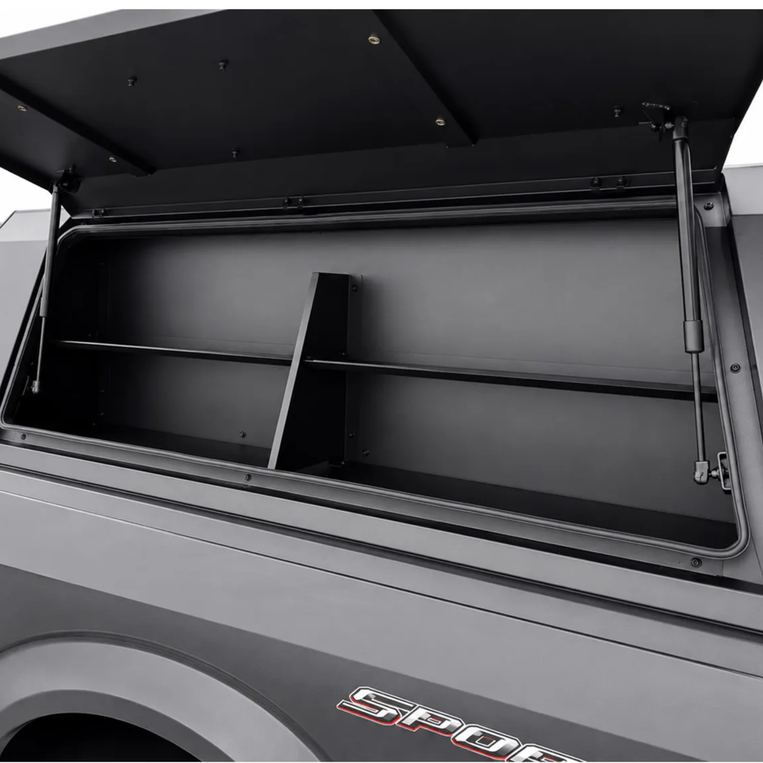 Bed Cap Side Storage Box with Built-In Shelf Divider | Full Sized Trucks | LAX