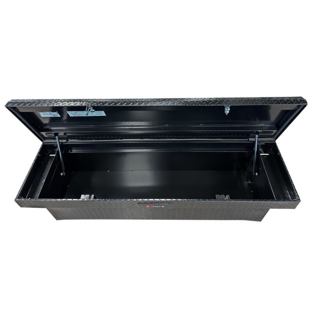 Black Single Lid Push Button Release Saddle Box | 17" X 19" X 70" | Enthuze